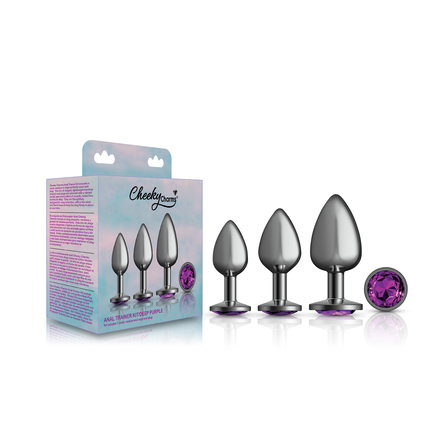 Purple Round Gem Anal Trainer Kit - Gunmetal