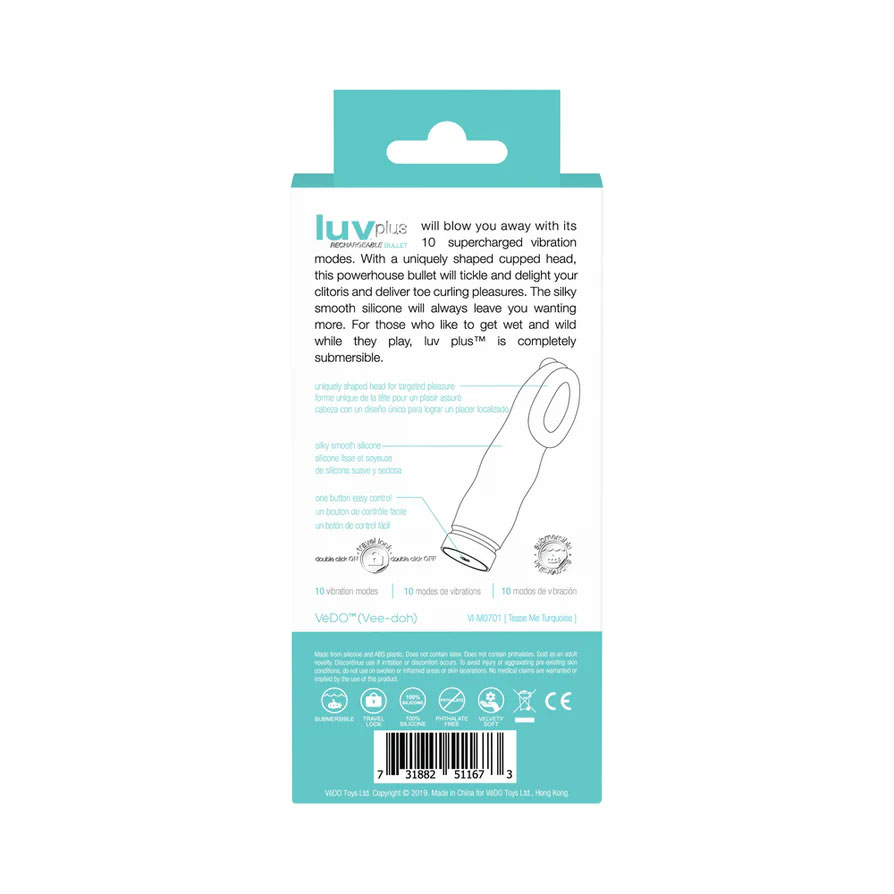 Luv Plus Rechargeable Mini Vibe - Tease Me Turquoise