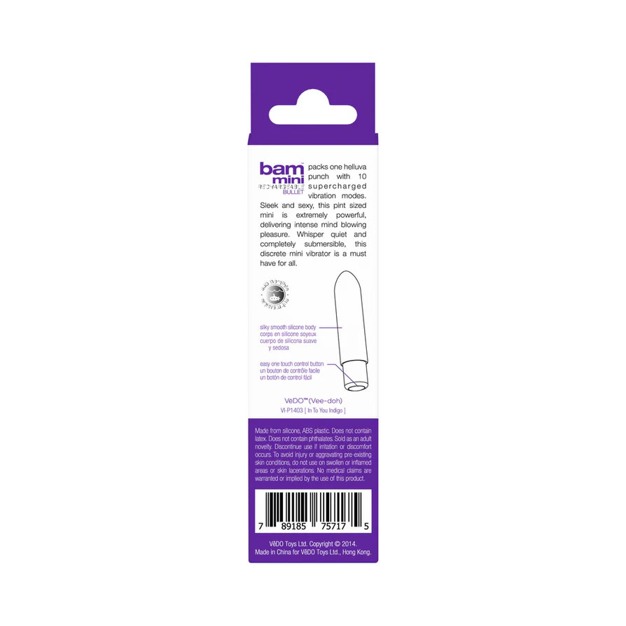 Bam Mini Rechargeable Bullet Vibe - Indigo