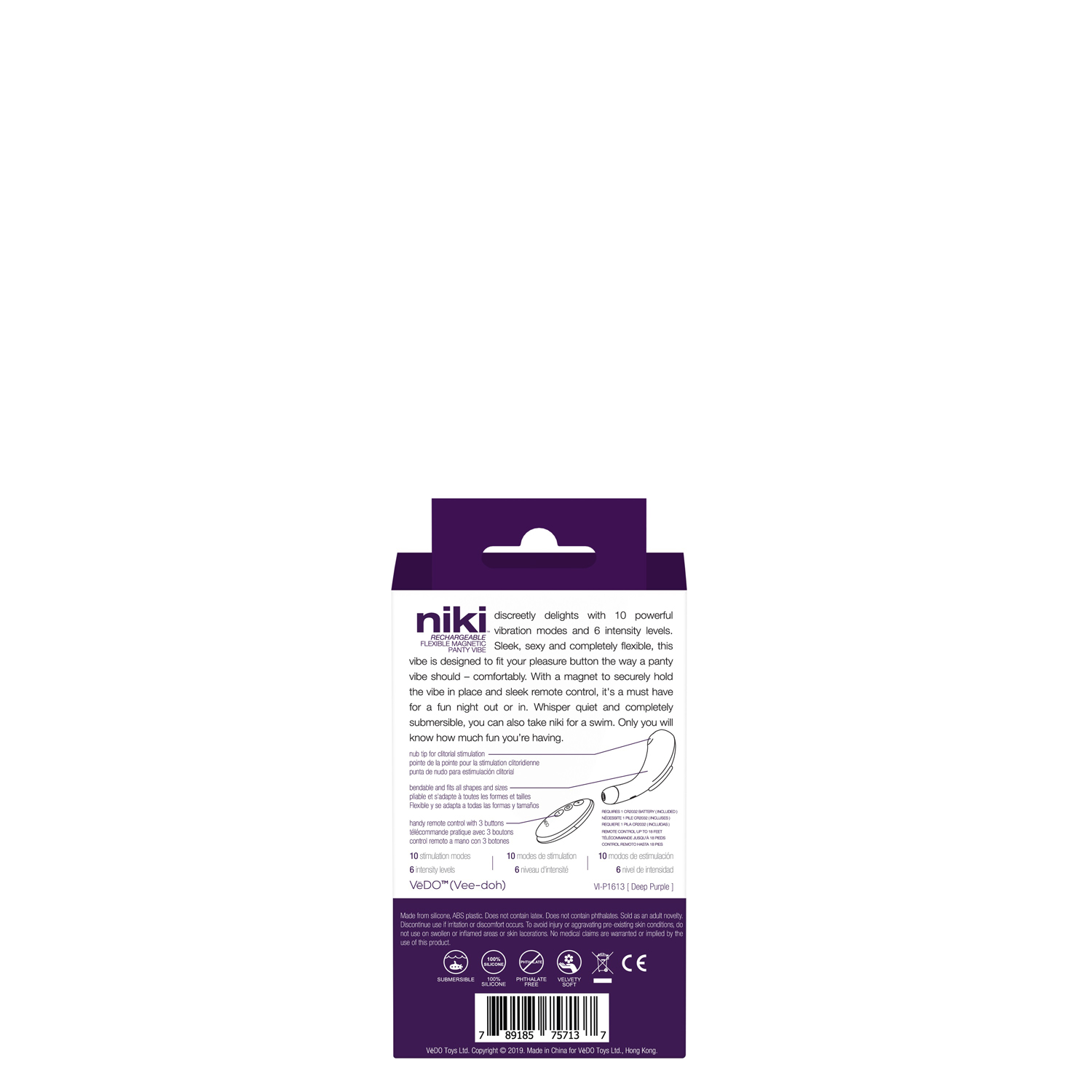 Niki Rechargeable Flexible Magnetic Panty Vibe - Purple