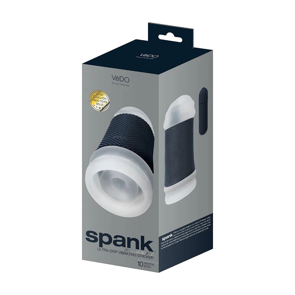 Spank Rechargeable Ultra-Grip Vibrating Stroker - Clear