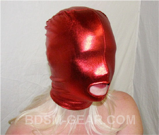 Red Latex Bondage Hood with Mouth Hole