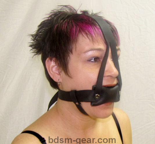 Soft Black Leather Ball Gag with Harness