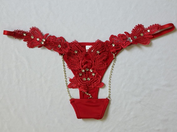Jeweled Red Thong