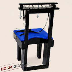 bdsm chair with breast vice and open crotch for full exposure