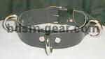 Unlined Black leather slave bondage collar with triple D-rings