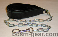 Leather BDSM slave leash with black suede lining