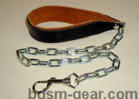 Leather BDSM slave leash with tan suede lining