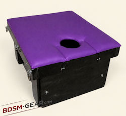 Bondage box with head inside and exposed rear