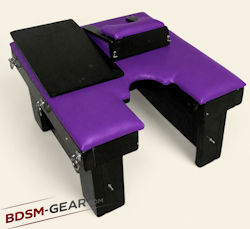 Bondage box with head inside and exposed rear