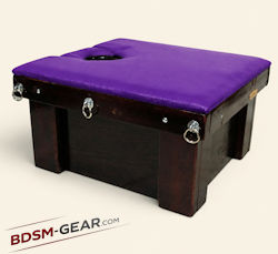 Bondage box with head inside and exposed rear