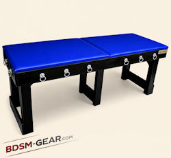 Heavy-duty portable bondage table with leather top and multiple restraint points